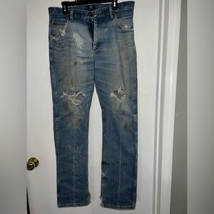 Men's 34x34 destroyed thrashed Faded & frayed distressed Jeans Y2K